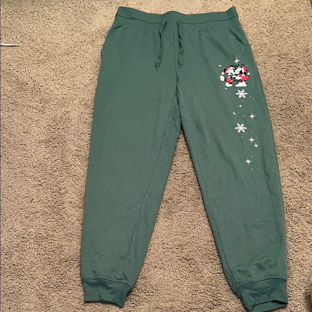 Disney Minnie & Mickey Mouse Joggers Snowflake Design M